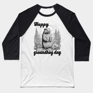 Happy Groundhog Day 2024 Groundhog Lover Funny Woodchuck Baseball T-Shirt